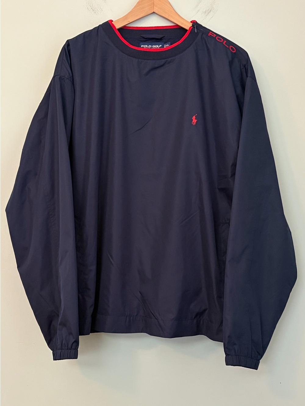 Polo Ralph Lauren Golf Windbreaker Pullover Mens Size XL Vintage Navy Red Pony